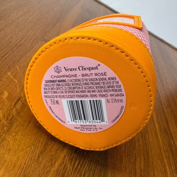 VEUVE CLICQUOT Pink Champagne Bottle Ice Jacket Orange Insulated Bottle Bag NEW - Picture 5 of 7